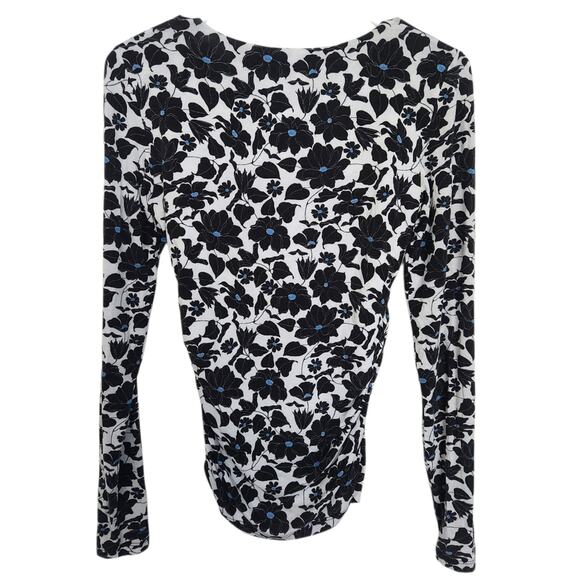 REISS Square Neck Floral Ruched Long Sleeve Top S Cottagecore Fairy Farmhouse - Picture 2 of 9